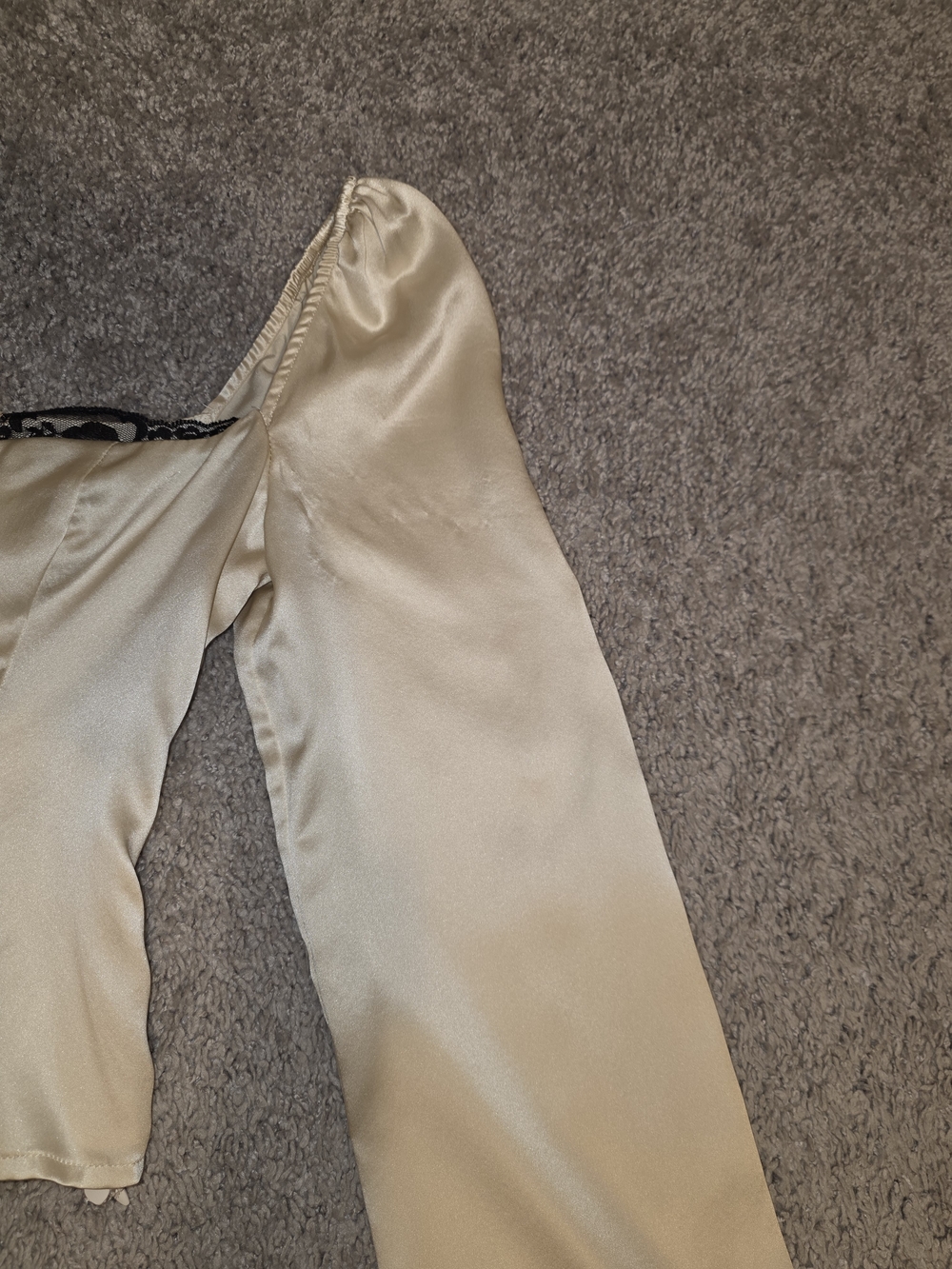 Reformation Cream Silk Blouse with Contrast Lace Trim - Picture 10 of 16
